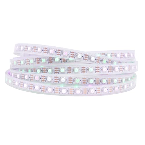 LOAMLIN LED Streifen WS2812B 5M 60 LEDs/m, RGB-IC Magische Farbe Programmierbar Led 300Pixels, Flexibler Individuell Adressierbar 5050 SMD Led Strip, Weiß Platine, Wasserdicht IP67 von LOAMLIN