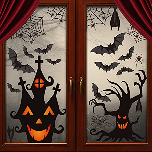 LOAVER 90 Stück Halloween-Fensteraufkleber mit PVC-Flädermäusen und Spinnennetz-Fenster-Aufkleber für Halloween-Party-Dekoration LOAVER 90 Stück Halloween-Fensteraufkleber mit PVC-Flädermäusen und Spinnennetz-Fenster-Aufkleber für Halloween-Party-Dekoration von LOAVER