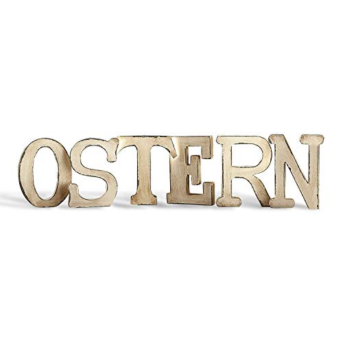 Loberon Deko-Buchstaben O..., Holzbuchstaben mit charmantem Antik-Finish, Deko-Schriftzug Ostern, Wohn-Accessoires, Osterdekoration, MDF, antikweiß von Loberon