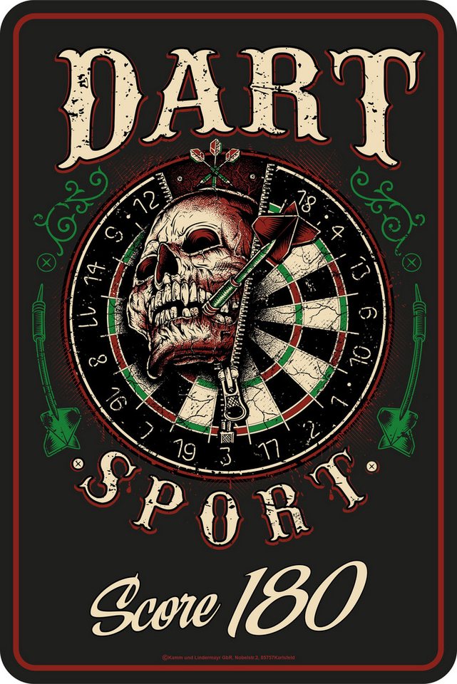 LOBO NEGRO® Metallschild Deko Blechschild als Geschenk für Dartspieler: Score 180 von LOBO NEGRO®