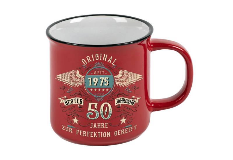 LOBO NEGRO® Tasse als Geschenk zum 50. Geburtstag - Bester Jahrgang 1975 - Vintage Style, Keramik von LOBO NEGRO®