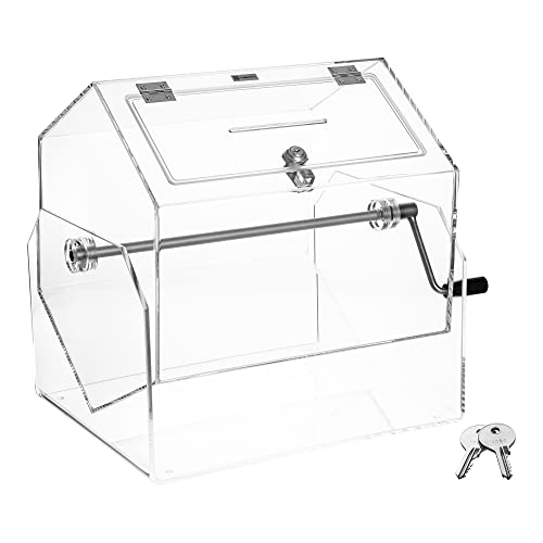 LOBOTEC Lostrommel Glückskind 45 L Fassungsvermögen, Tombola handgefertigt aus robustem Acrylglas mit Einwurfschlitz, Losbox mit Kurbel aus Stahl, als Spendenbox & Wahlurne nutzbar von LOBOTEC
