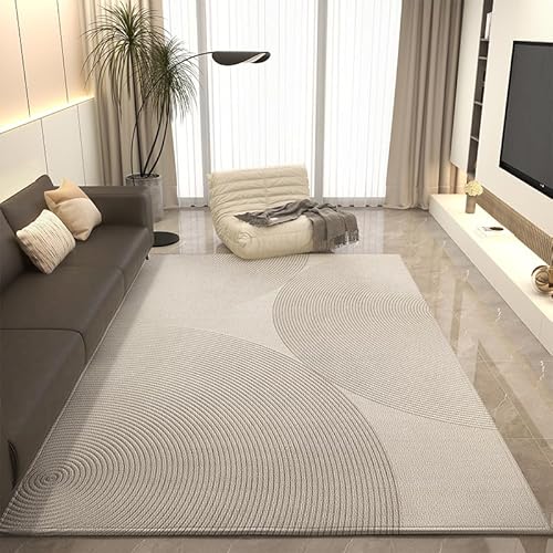 LOBTRMI Teppich Wohnzimmer Weich Schlafzimmer Teppich Büros und Wohnzimmer Waschbarer Teppiche Moderne Schlichte Linien in Grau 150x200 von LOBTRMI