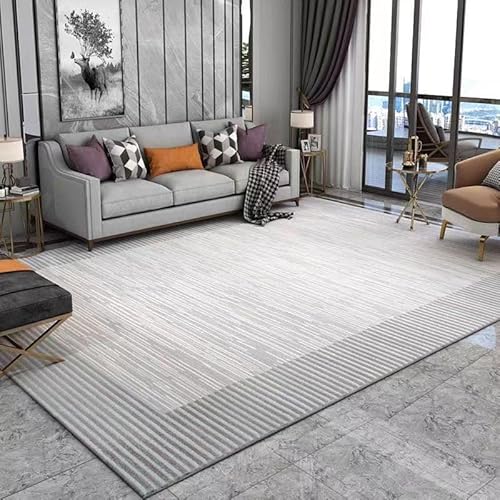 LOBTRMI Weicher Teppich fürs Wohnzimmer Schlafzimmer Gaming jugendzimmer Jungen Zimmer waschbar pflegeleicht Moderne Schlichte Linien grau weiß 200x200 LOBTRMI Weicher Teppich fürs Wohnzimmer Schlafzimmer Gaming jugendzimmer Jungen Zimmer waschbar pflegeleicht Moderne Schlichte Linien grau weiß 200x200 von LOBTRMI