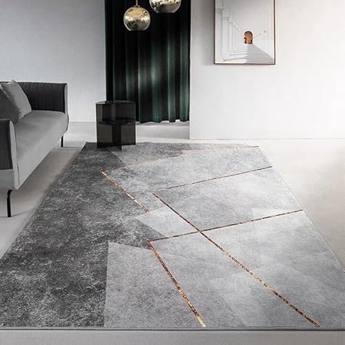 LOBTRMI Weicher Teppich fürs Wohnzimmer Schlafzimmer Gaming jugendzimmer Jungen Zimmer waschbar pflegeleicht Modernes minimalistisches geometrisches Graugelb 200x200 von LOBTRMI