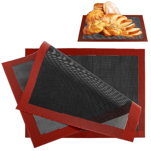 2 Stück Silikonmatte Backen, 40x30cm Backmatte Silikon Backofen, Wiederverwendbar Rutschfestes Backunterlage, Antihaft Dauerbackmatte,Baking Mat Dauerbackmatte,Silikonbackmatte für Backofen,Mikrowelle von LOBVABA