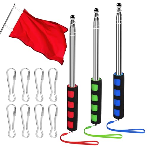 3 Stück Teleskop Fahnenstange, Teleskop Fahnenmast Set, 2M Handheld Fahnenstange Fahnenmast mit 8 Stücke, Edelstahl Fahnenmast Tragbarer, Fahnenstange Ausziehbar für Reise Camping Reiseleiter Lehrer 3 Stück Teleskop Fahnenstange, Teleskop Fahnenmast Set, 2M Handheld Fahnenstange Fahnenmast mit 8 Stücke, Edelstahl Fahnenmast Tragbarer, Fahnenstange Ausziehbar für Reise Camping Reiseleiter Lehrer von LOBVABA