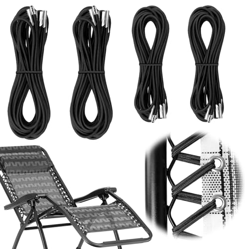 LOBVABA 4 Stück Ersatzkordeln für Zero Gravity Chair, Zero Gravity Chair Elastische Schnur, Elastischer Kordel Faden, Stuhl Ersatz Schnur Schwarze für Sonnenliege,Gartenliege,Strandliege,Patio Stuhl von LOBVABA