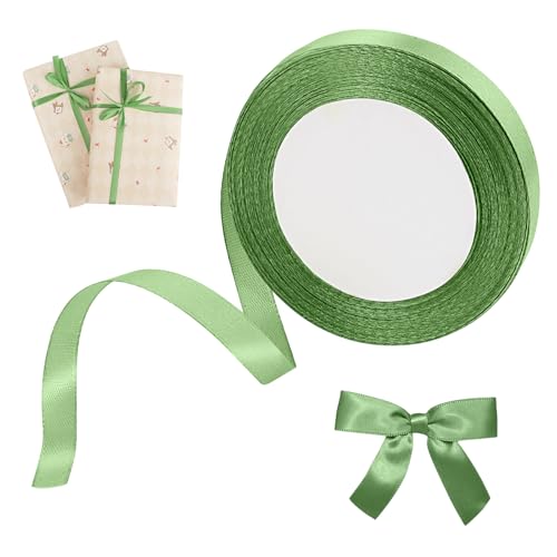 Satinband Grün, 10mm x 22m Geschenkband, Dekoration Geschenkband, Schleifenband für Hochzeit, Salbeigrün Hellgrün Stoffband Dekoband Schleifenband zum Bastel Schleife für Geschenkverpackung Dekoration von LOBVABA
