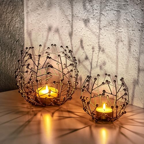 LOCALIS Teelichthalter Metall goldfarben 2er Set - 9,5 und 14 cm hoch - ideale Tischdeko Wohnzimmer Deko modern - Deko Fensterbank - Dekoration Wohnung modern - Kerzen Deko Set LOCALIS Teelichthalter Metall goldfarben 2er Set - 9,5 und 14 cm hoch - ideale Tischdeko Wohnzimmer Deko modern - Deko Fensterbank - Dekoration Wohnung modern - Kerzen Deko Set von LOCALIS