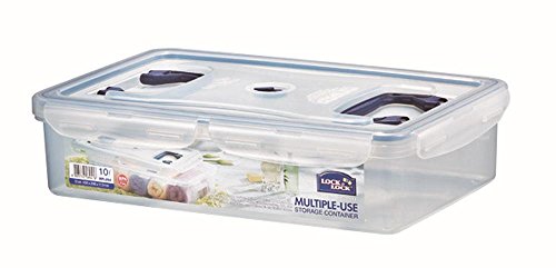Lock & Lock 3 Stück Universal rechteckig Food Container, Aufbewahrungsbox mit Griffen, 10,0 Liter transluzent blau Ref 456 x 300 x 110 mm Set von Danto 10 von LocknLock