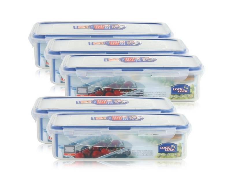 LOCK & LOCK Vorratsdose Lock&Lock HPL816T Frischhaltedose 800ml - Luft & Wasserdicht (5er Pack, Kunststoff von LOCK & LOCK