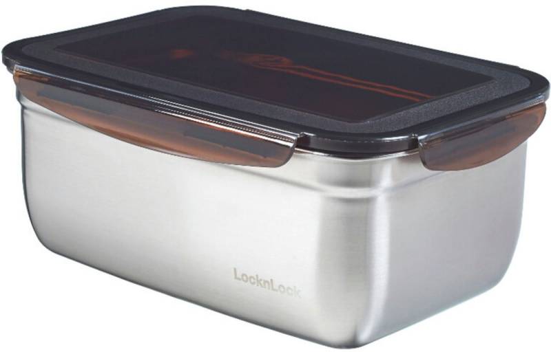LOCK & LOCK Vorratsdose Vorratsdose Edelstahl,schwarzer Deckel, Edelstahl, (1-tlg), Edelstahl 3,6 l mit schwarzem Deckel von LOCK & LOCK