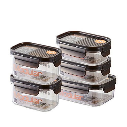 LOCK & LOCK Vorratsdosen 5er Set BISFREE, bpa frei & luftdicht - Frischhaltedosen mit Deckel für Kühlschrank, Tiefkühler & Mikrowelle geeignet von LocknLock