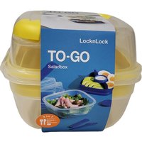 To go Salatbox 3 in1 Salatbox-Set Messer Gabel Saucenbehälter gelb von LOCK & LOCK