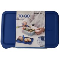 Lock&lock - Lunchbox 3 in1 Brotdose 3 Fächern mit Messer Gabel Löffel blau von LOCK & LOCK