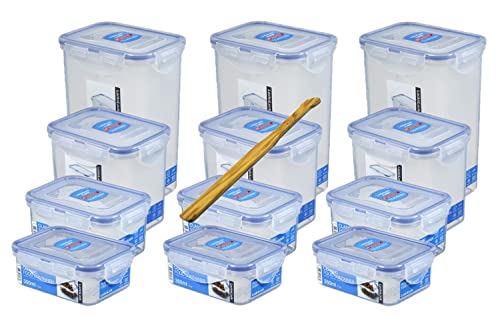 Lock&Lock Set 12 tlg. gleiche Deckel Starter Set & SeleXions Multifunktion Olivenholz Spachtel von LOCK