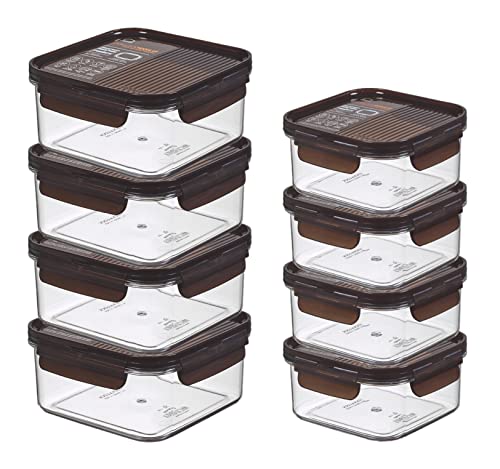 Single Set 8 tlg Lock&Lock BisFree Modular quadratisch & Olivenholzspachtel von LOCK