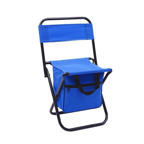 LOCKLGFMCZ 2-in-1-Klappstuhl fürs Angeln mit Kühltasche, faltbarer Angelhocker, tragbare Rückenlehne, leichter Stuhl Outdoor-Camping Klappstühle(BLUE) von LOCKLGFMCZ