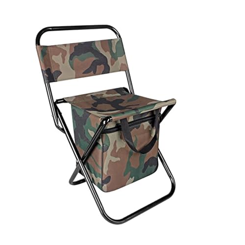 LOCKLGFMCZ 2-in-1-Klappstuhl fürs Angeln mit Kühltasche, faltbarer Angelhocker, tragbare Rückenlehne, leichter Stuhl Outdoor-Camping Klappstühle(Camouflage) von LOCKLGFMCZ