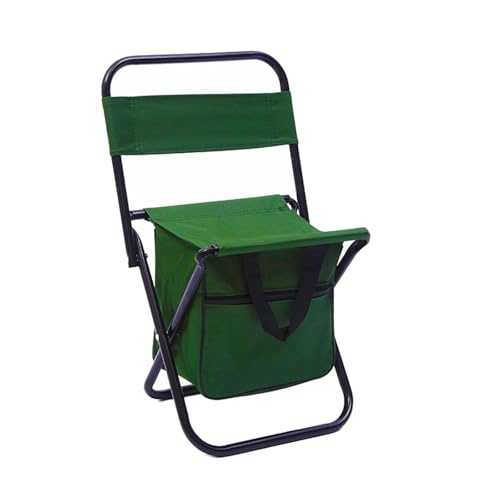LOCKLGFMCZ 2-in-1-Klappstuhl fürs Angeln mit Kühltasche, faltbarer Angelhocker, tragbare Rückenlehne, leichter Stuhl Outdoor-Camping Klappstühle(GREEN) von LOCKLGFMCZ