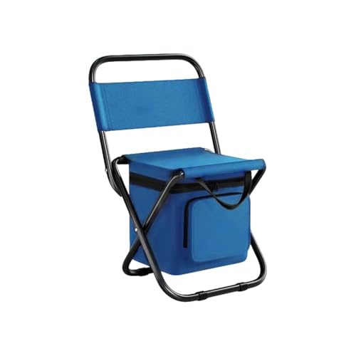 LOCKLGFMCZ Angelhocker, abnehmbarer tragbarer Klappstuhl, Strand-Campingstuhl mit Kühltasche, Rückenlehne, leichter for den Außenbereich Klappstühle(Blue) von LOCKLGFMCZ