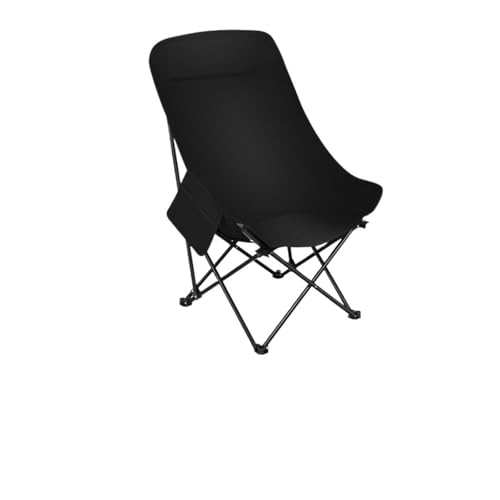 LOCKLGFMCZ Atmungsaktiver Klappstuhl aus Oxford-Gewebe, bequemer Angelhocker, verstärkter Moon Chair mit hoher Rückenlehne, stabiler Liegestuhl for den Außenbereich Klappstühle(Black large-size) von LOCKLGFMCZ