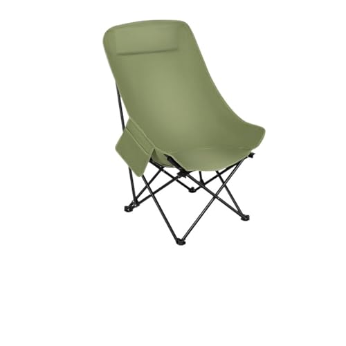 LOCKLGFMCZ Atmungsaktiver Klappstuhl aus Oxford-Gewebe, bequemer Angelhocker, verstärkter Moon Chair mit hoher Rückenlehne, stabiler Liegestuhl for den Außenbereich Klappstühle(Green large-size) von LOCKLGFMCZ