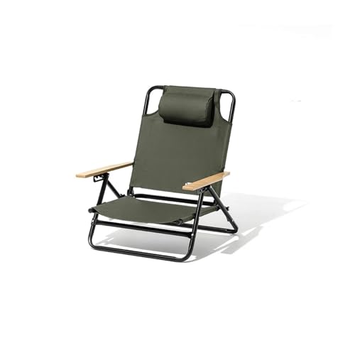 LOCKLGFMCZ Camping Aluminium Klappstuhl Verstellbare Armlehne Liege Tragbare Klappstühle(Olive Green) von LOCKLGFMCZ