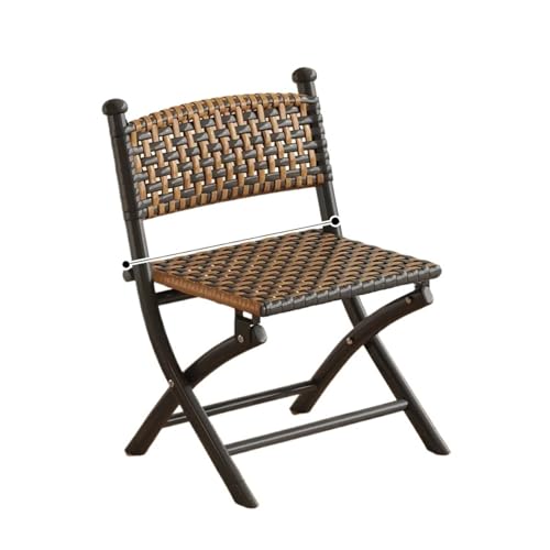 LOCKLGFMCZ Einzelne Rattan-Gartenstühle for den Innenhof, Klappstuhl mit Rückenlehne, chinesisches leichtes Luxus-Freizeit-Gartenmöbel-Set for Angeln Klappstühle(01) von LOCKLGFMCZ