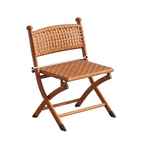 LOCKLGFMCZ Einzelne Rattan-Gartenstühle for den Innenhof, Klappstuhl mit Rückenlehne, chinesisches leichtes Luxus-Freizeit-Gartenmöbel-Set for Angeln Klappstühle(02) von LOCKLGFMCZ
