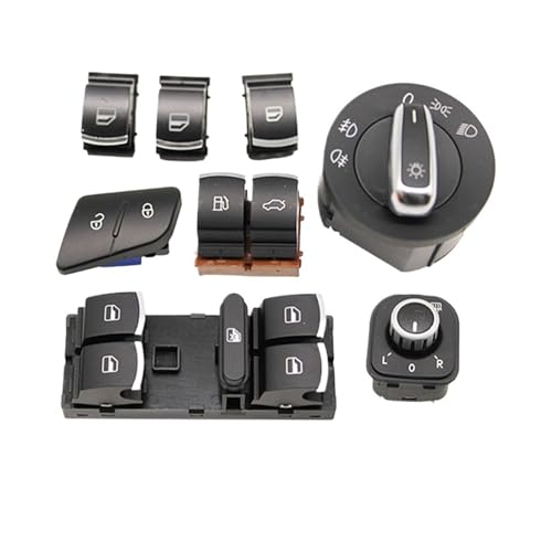 LOCKLGFMCZ Fenster Scheinwerfer Spiegel Heckklappe Kraftstoff Tür Control Schalter Taste for VW Passat B6 3C0962125B 5ND959565B 5ND941431A Fahrzeug-Bedientasten(Set 1) von LOCKLGFMCZ