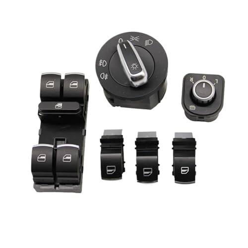 LOCKLGFMCZ Fenster Scheinwerfer Spiegel Heckklappe Kraftstoff Tür Control Schalter Taste for VW Passat B6 3C0962125B 5ND959565B 5ND941431A Fahrzeug-Bedientasten(Set 2) von LOCKLGFMCZ
