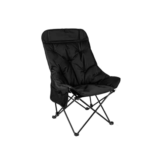 LOCKLGFMCZ Klappbarer Angelstuhl mit hoher Rückenlehne for den Außenbereich, Balkon-Liegestuhl, tragbarer Klapp-Lounge-Strandstuhl, Outdoor-Stuhl for Camping Klappstühle(schwarz) von LOCKLGFMCZ