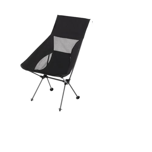 LOCKLGFMCZ Klappbarer Campingstuhl for den Außenbereich, ultraleicht, Mondstuhl, tragbarer Angelhocker, einzelner Picknickstuhl Klappstühle(Height Up - Black) von LOCKLGFMCZ