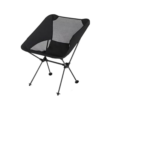 LOCKLGFMCZ Klappbarer Campingstuhl for den Außenbereich, ultraleicht, Mondstuhl, tragbarer Angelhocker, einzelner Picknickstuhl Klappstühle(Small - Black) von LOCKLGFMCZ