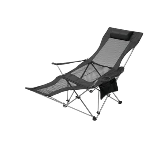 LOCKLGFMCZ Klappbarer Loungesessel for den Außenbereich, 4-Gang-Liegestuhl mit einstellbarem Winkel, leichter Angelstuhl, tragbarer Campingstuhl Fußstütze Klappstühle(Mesh Black) von LOCKLGFMCZ