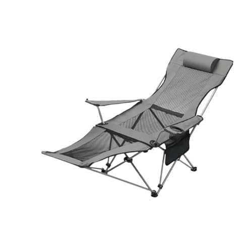 LOCKLGFMCZ Klappbarer Loungesessel for den Außenbereich, 4-Gang-Liegestuhl mit einstellbarem Winkel, leichter Angelstuhl, tragbarer Campingstuhl Fußstütze Klappstühle(Mesh Gray) von LOCKLGFMCZ