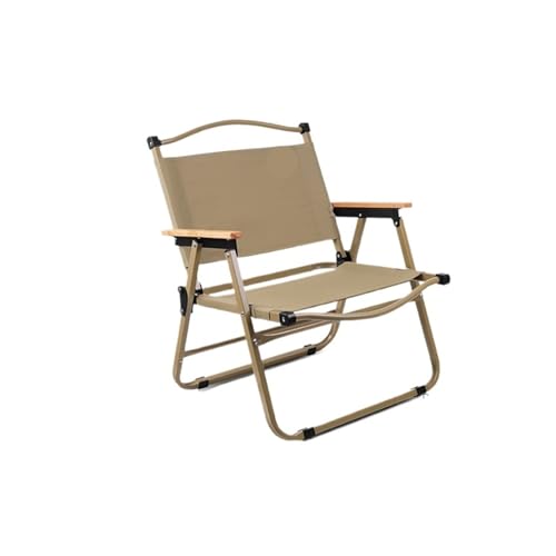 LOCKLGFMCZ Klappbarer Outdoor-Hocker aus Kohlenstoffstahl und Oxford-Stoff, stabiler Camping- Angelstuhl, Picknick-Freizeitstuhl im Freien mit Armlehnen Klappstühle(Plus size-beige) von LOCKLGFMCZ