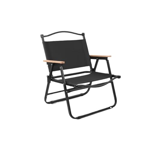 LOCKLGFMCZ Klappbarer Outdoor-Hocker aus Kohlenstoffstahl und Oxford-Stoff, stabiler Camping- Angelstuhl, Picknick-Freizeitstuhl im Freien mit Armlehnen Klappstühle(Plus size-black) von LOCKLGFMCZ