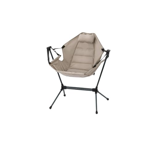 LOCKLGFMCZ Klappbarer Schaukelstuhl, verstellbare Liege, Camping, Wandern, Outdoor, Strand, Rückenlehne, Sitz, leicht, tragbar, mit Kissen Klappstühle(Khaki) von LOCKLGFMCZ