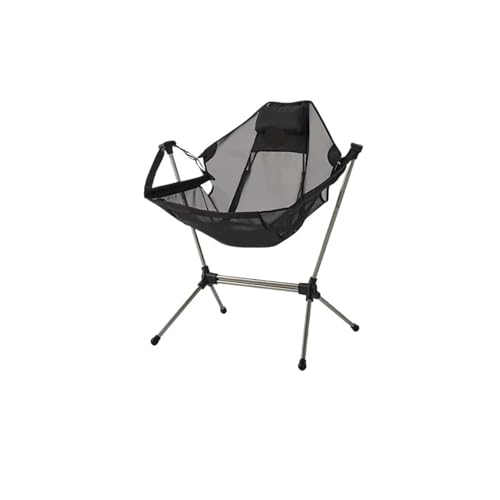 LOCKLGFMCZ Klappbarer Schaukelstuhl, verstellbare Liege, Camping, Wandern, Outdoor, Strand, Rückenlehne, Sitz, leicht, tragbar, mit Kissen Klappstühle(schwarz) von LOCKLGFMCZ