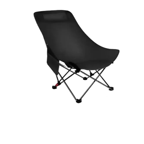 LOCKLGFMCZ Klappbarer Strandstuhl aus Oxford-Stoff, dreistufig verstellbar, Moon Chair, stabiler Camping- und Angelstuhl mit Beinstütze Klappstühle(schwarz) von LOCKLGFMCZ