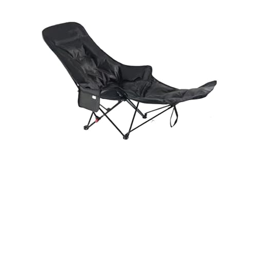 LOCKLGFMCZ Kompakter, verstellbarer, faltbarer Moon Chair mit Beinstütze – tragbarer, klappbarer Campingstuhl atmungsaktivem Netzgewebe, Aufbewahrungstasche for den Außenbereich Klappstühle(Black 1) von LOCKLGFMCZ