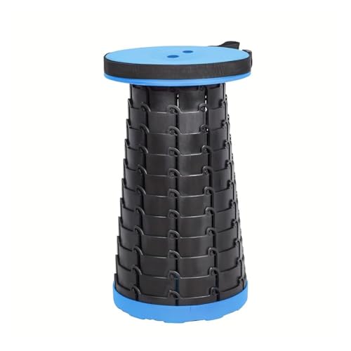 LOCKLGFMCZ Kompakter, zusammenklappbarer Campinghocker – leichter, runder, teleskopierbarer Outdoor-Sitz for Angeln, Camping und Reisen Klappstühle(Blue Black) von LOCKLGFMCZ