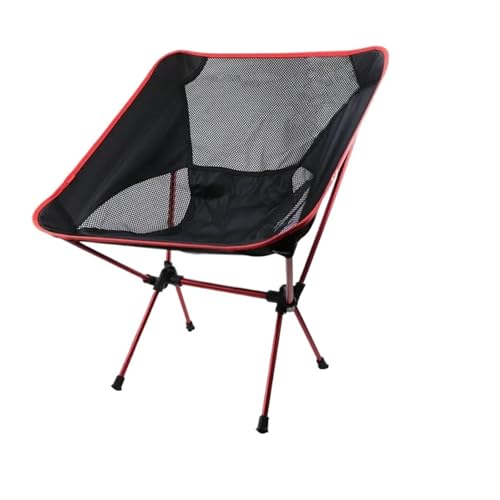 LOCKLGFMCZ Leichter, klappbarer Campingstuhl, tragbarer Outdoor-Stuhl aus Aluminiumlegierung mit bequemer Rückenlehne, faltbares Design for Angeln und Wandern Klappstühle(Red) von LOCKLGFMCZ