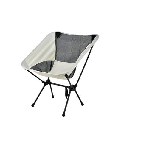 LOCKLGFMCZ Leichtgewicht Moon Chair Outdoor Klappbar Tragbar Leicht Camping Angeln Freizeit Rückenlehne Strandstuhl Sonnenliege Campingmöbel Klappstühle(Off white) von LOCKLGFMCZ