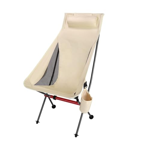 LOCKLGFMCZ Outdoor Camping Ultraleicht Klappstuhl Reisestuhl Angeln BBQ Wandern Starke Hohe Tragkraft 150kg Strand Oxford Tuch Angelstuhl Klappstühle(Beige) von LOCKLGFMCZ