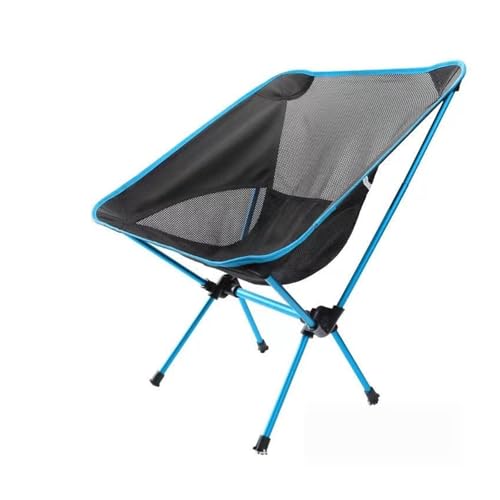 LOCKLGFMCZ Outdoor Moon Chair Ultraleichter, klappbarer Campingstuhl, tragbare Freizeit-Rückenlehne, Aluminiumlegierung, kompakt for Rucksackreisen auf der Terrasse Klappstühle(Blue) von LOCKLGFMCZ