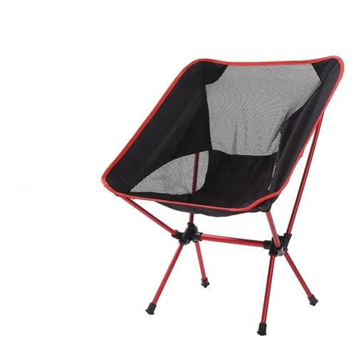 LOCKLGFMCZ Outdoor Moon Chair Ultraleichter, klappbarer Campingstuhl, tragbare Freizeit-Rückenlehne, Aluminiumlegierung, kompakt for Rucksackreisen auf der Terrasse Klappstühle(Red) von LOCKLGFMCZ